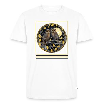Owls and Harvest Moon Vintage Gothic Halloween Tee - Men's Premium Organic T-Shirt - white - Front - Nico (187cm)