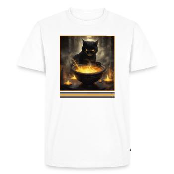 Black Cat & Magic Cauldron Vintage Gothic - Men's Premium Organic T-Shirt - white - Front - Nico (187cm)