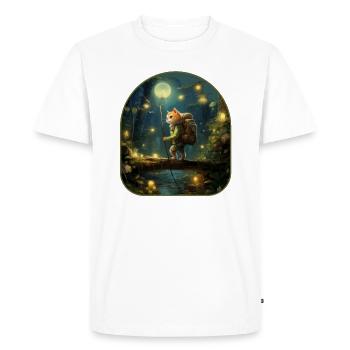 Woodland Adventure Brave Cat Exploring a Mushroom - Men's Premium Organic T-Shirt - white - Front - Nico (187cm)