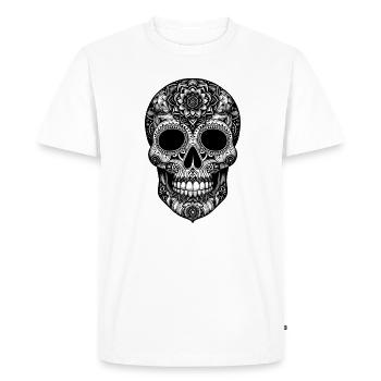 Celestial Swing Skull T Shirt Soie Aérienne - T-shirt Premium bio Homme - blanc - Devant - Nico (187cm)