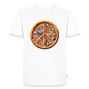 Pizza Party Politics Definition Graphic Tee - Men's Premium Organic T-Shirt - white - Front - Nico (187cm)