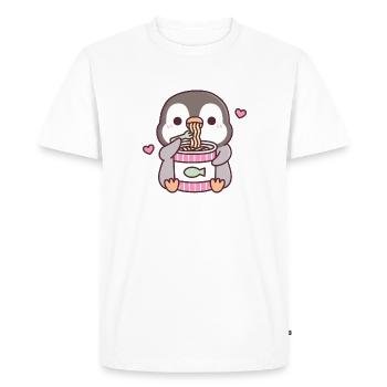 Cute Penguin Loves Instant Noodles - Men's Premium Organic T-Shirt - white - Front - Nico (187cm)