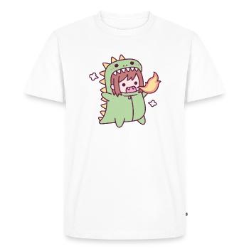 Fille en colère dans un costume de dinosaure mignon - T-shirt Premium bio Homme - blanc - Devant - Nico (187cm)