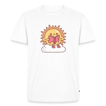 Cute Sun Reading A Book On A Cloud - Men's Premium Organic T-Shirt - white - Front - Nico (187cm)