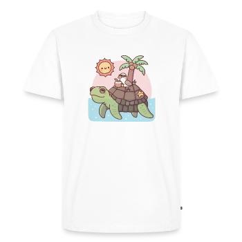 Tortue aux vibrations estivales effrayantes de mouette - T-shirt Premium bio Homme - blanc - Devant - Nico (187cm)