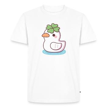 Mignon Lucky Ducky Trèfle à quatre feuilles - T-shirt Premium bio Homme - blanc - Devant - Nico (187cm)