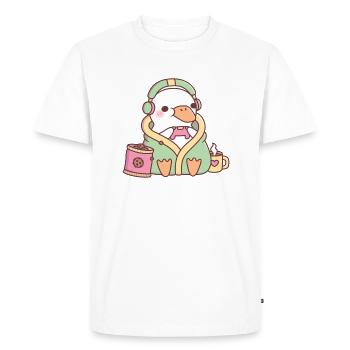Cute Duck Cozy Gamer - Men's Premium Organic T-Shirt - white - Front - Nico (187cm)