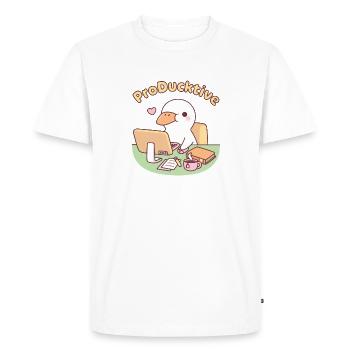 Cute Duck Working On Computer Producktive Pun - Men's Premium Organic T-Shirt - white - Front - Nico (187cm)