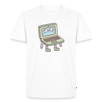 Funny Derpy Laptop Loading Its Brain - Men's Premium Organic T-Shirt - white - Front - Nico (187cm)