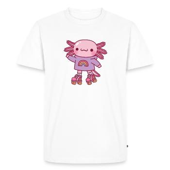 Cute Axolotl With Hoodie And Roller Skates - Men's Premium Organic T-Shirt - white - Front - Nico (187cm)