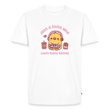 Cute Gamer Chick Just A Chick Who Loves Video Game - Men's Premium Organic T-Shirt - white - Front - Nico (187cm)