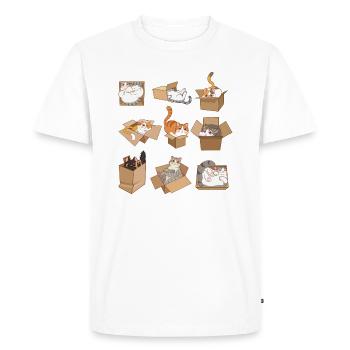 Chats dans des boîtes - T-shirt Premium bio Homme - blanc - Devant - Nico (187cm)