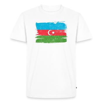 Azerbaijan Bandiera Azerbaigian Flag Peace Vintage - Men's Premium Organic T-Shirt - white - Front - Nico (187cm)