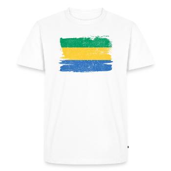 Drapeau du Gabon Drapeau Paix Vintage - T-shirt Premium bio Homme - blanc - Devant - Nico (187cm)