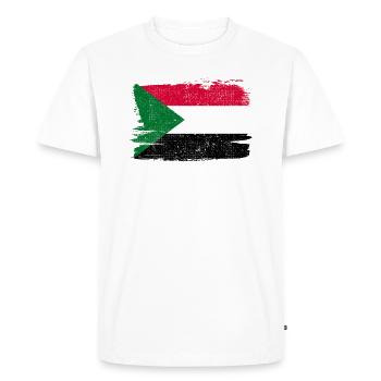 Drapeau du Soudan drapeau paix Vintage - T-shirt Premium bio Homme - blanc - Devant - Nico (187cm)