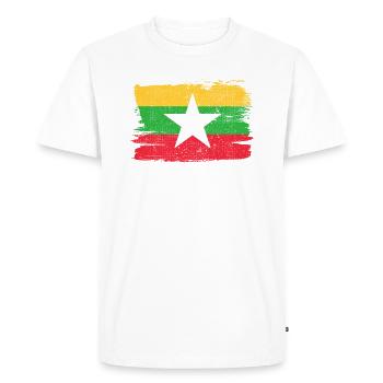 Myanmar Birmanie drapeau drapeau paix Vintage - T-shirt Premium bio Homme - blanc - Devant - Nico (187cm)