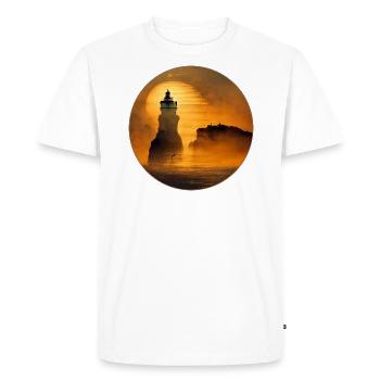 Lighthouse Sunrise Cliff Sea - Men's Premium Organic T-Shirt - white - Front - Nico (187cm)