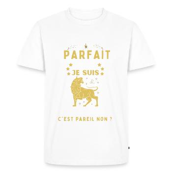 Astrologie lion homme humour - T-shirt Premium bio Homme - blanc - Devant - Nico (187cm)