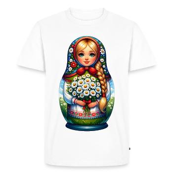 Matriochka en russe Matriochka Poupée Russe - T-shirt Premium bio Homme - blanc - Devant - Nico (187cm)