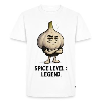 Garlic Legend Level Garlic Motif Illustration - Men's Premium Organic T-Shirt - white - Front - Nico (187cm)