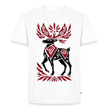 Nordic Tribal Deer – Winter Forest Decoration Design - Men's Premium Organic T-Shirt - white - Front - Nico (187cm)