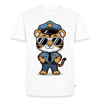 Lunettes de soleil policier tigre - T-shirt Premium bio Homme - blanc - Devant - Nico (187cm)