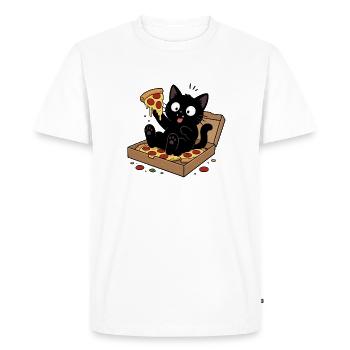 Cat Pizza: Fluffy Snack Hero - Men's Premium Organic T-Shirt - white - Front - Nico (187cm)