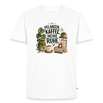 Plantes - Café - Tranquillité - T-shirt Premium bio Homme - blanc - Devant - Nico (187cm)