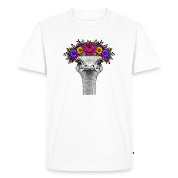 Bouquet avec une couronne de fleurs colorée - T-shirt Premium bio Homme - blanc - Devant - Nico (187cm)