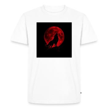 Loup hurle sous Lune Rouge - T-shirt Premium bio Homme - blanc - Devant - Nico (187cm)