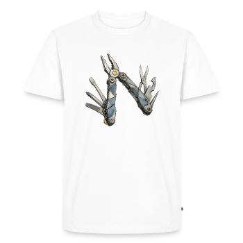 Blue Mech Multitool Pattern - Men's Premium Organic T-Shirt - white - Front - Nico (187cm)