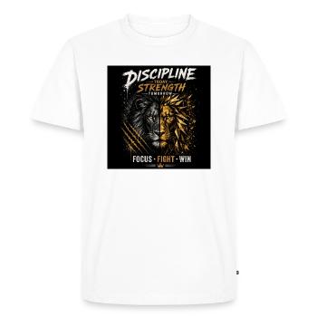 Discipline Lion Double Force - T-shirt Premium bio Homme - blanc - Devant - Nico (187cm)