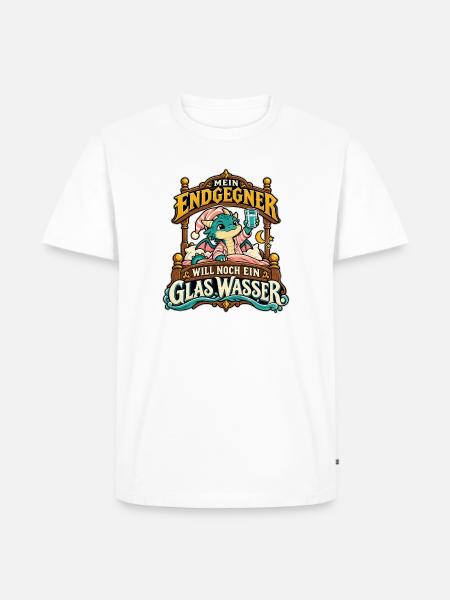 Endgegner Schlafdrache Glas Wasser - Männer Premium Bio T-Shirt - Weiß