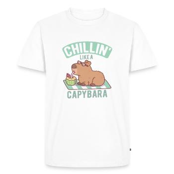 Chillin Comme Un Capybara Drôle - T-shirt Premium bio Homme - blanc - Devant - Nico (187cm)