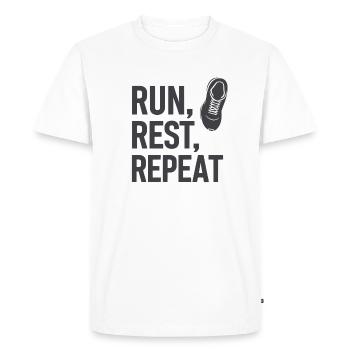 Motivation pour courir et répéter - T-shirt Premium bio Homme - blanc - Devant - Nico (187cm)
