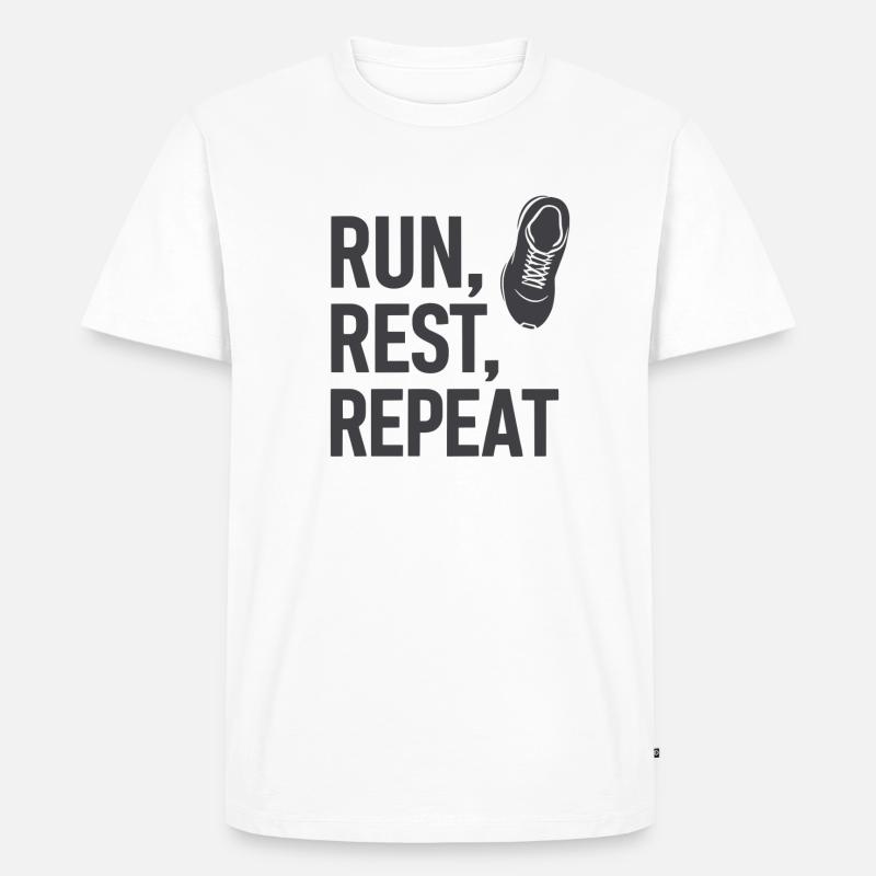 Run & Repeat Motivation - Männer Premium Bio T-Shirt - Weiß