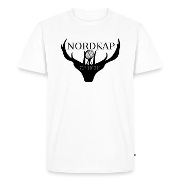 North Cape Norway Moose Earth Coordinates - Men's Premium Organic T-Shirt - white - Front - Nico (187cm)
