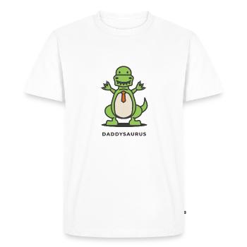 Vater & Sohn - Daddysaurus Rex - Geschenk - Männer Premium Bio T-Shirt - Weiß - Vorne - Nico (187cm)