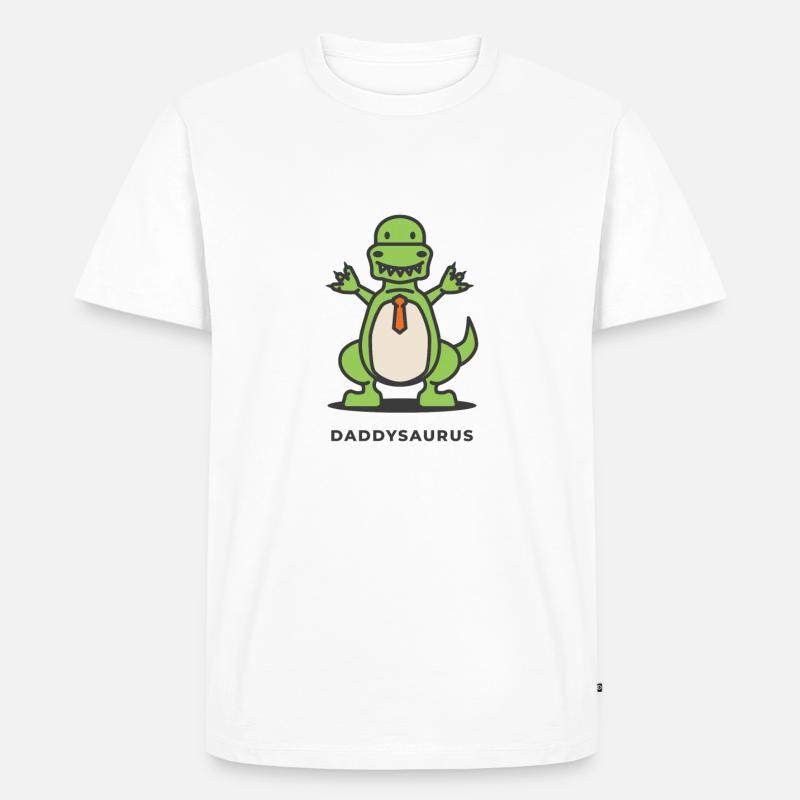 Vater & Sohn - Daddysaurus Rex - Geschenk - Männer Premium Bio T-Shirt - Weiß