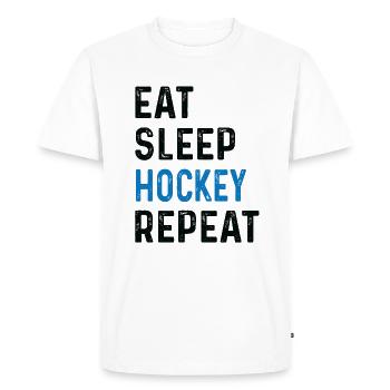 Eat Sleep Hockey Repeat Shirt Team Sport - Men's Premium Organic T-Shirt - white - Front - Nico (187cm)