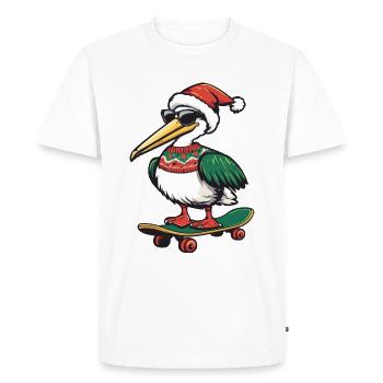 Pélican oiseau Noël drôle - T-shirt Premium bio Homme - blanc - Devant - Nico (187cm)