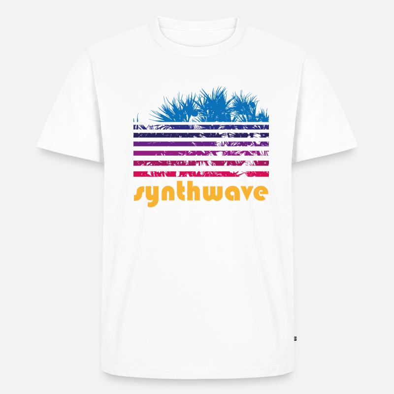 synthwave pandanus - Männer Premium Bio T-Shirt - Weiß