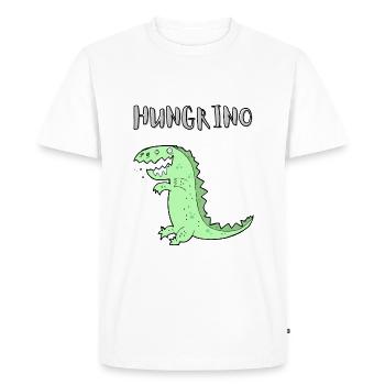 HUNGRINO le dinosaure affamé - T-shirt Premium bio Homme - blanc - Devant - Nico (187cm)