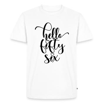 Bonjour Fifty Six Mignon anniversaire de 56 ans - T-shirt Premium bio Homme - blanc - Devant - Nico (187cm)