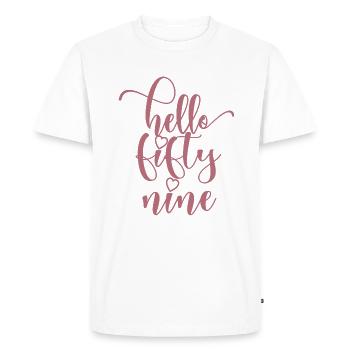 Bonjour Fifty Nine Mignon anniversaire de 59 ans - T-shirt Premium bio Homme - blanc - Devant - Nico (187cm)