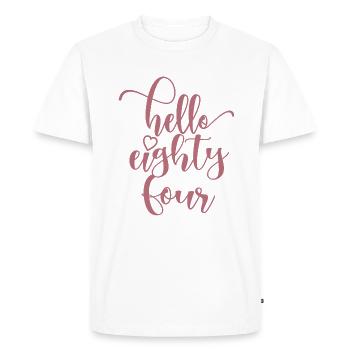 Bonjour Quatre-vingt-quatre mignons anniversaire de 84 ans - T-shirt Premium bio Homme - blanc - Devant - Nico (187cm)