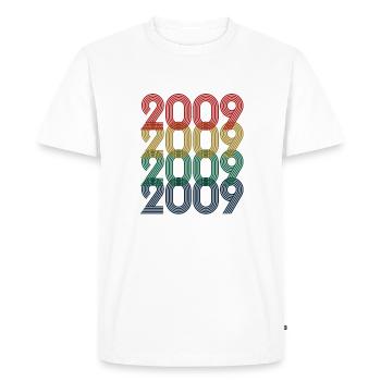 Cool Retro 2009, 14 ans, 14e anniversaire Ados - T-shirt Premium bio Homme - blanc - Devant - Nico (187cm)