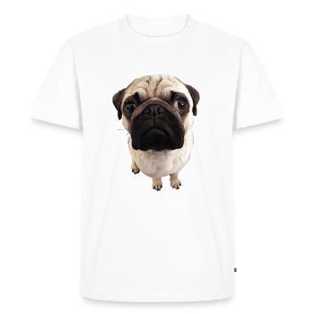 Mops Blick - Männer Premium Bio T-Shirt - Weiß - Vorne - Nico (187cm)