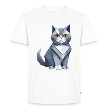 Chat British Shorthair Origami - T-shirt Premium bio Homme - blanc - Devant - Nico (187cm)