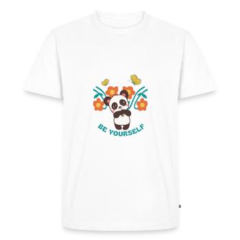Be yourself (Cute Panda Design) Gift - Men's Premium Organic T-Shirt - white - Front - Nico (187cm)